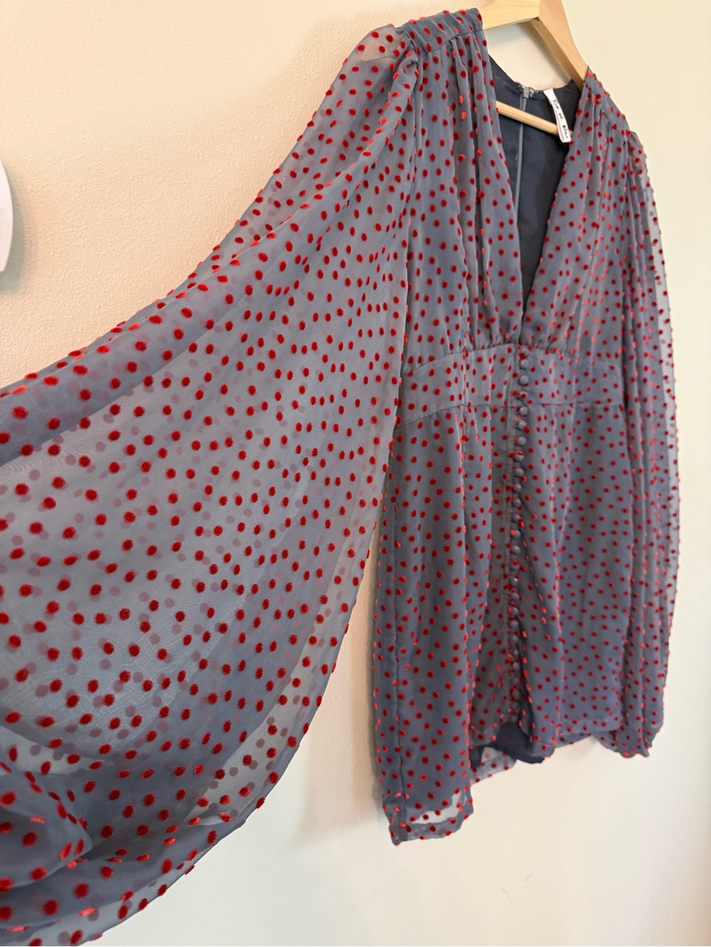 Rat & Boa Othilia Polka Dot Mini Dress Purple Balloon Sleeve Dress Medium - Picture 4 of 12